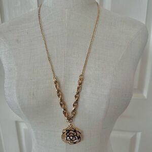 1946 Rose  crystal filled pendant necklace